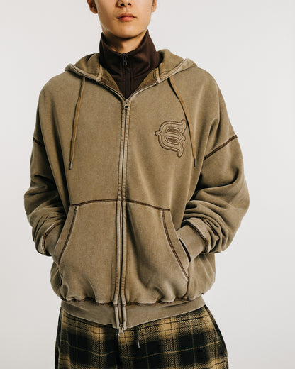 LOGO ZIP HOODIE - MOCHA