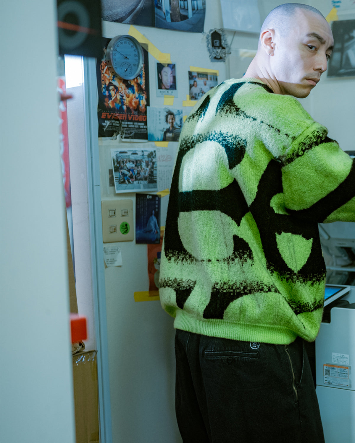PATTERN MOHAIR KNIT - BLACK