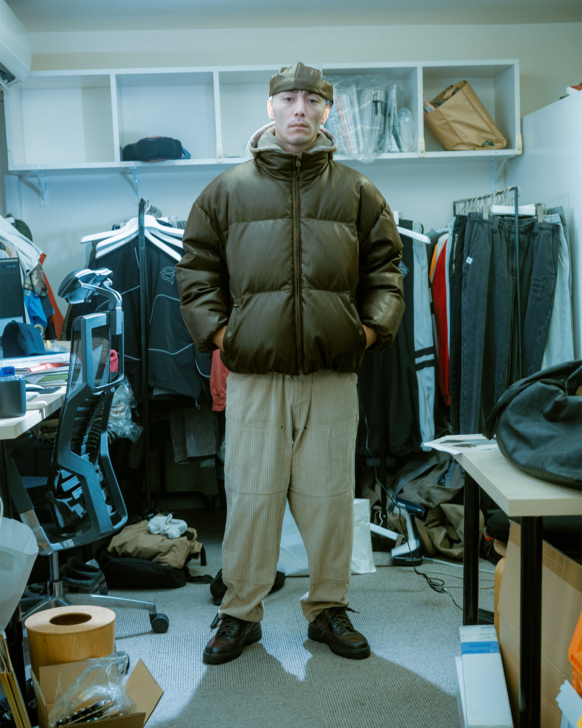 BOHEMIAN CORDUROY WORK PANTS - BEIGE