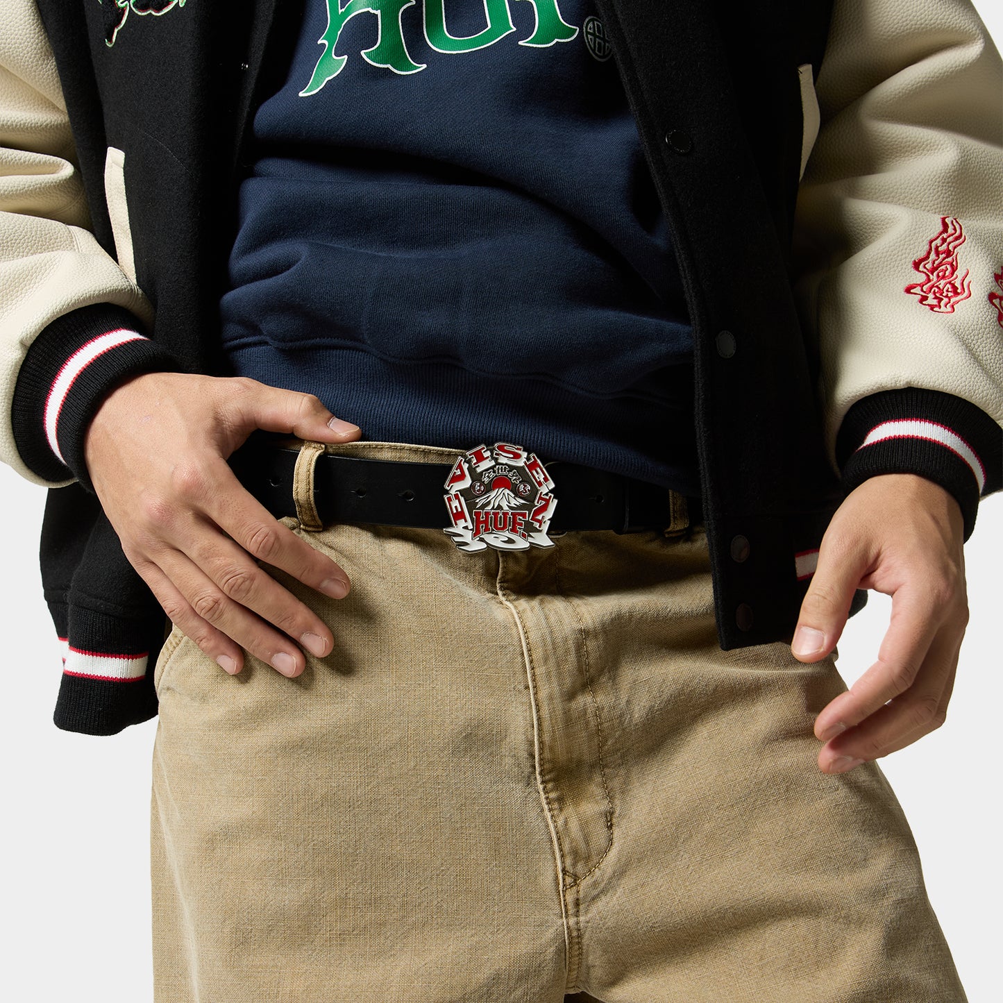 HUF x EVISEN HUFUJI BUCKLE BELT - BLACK