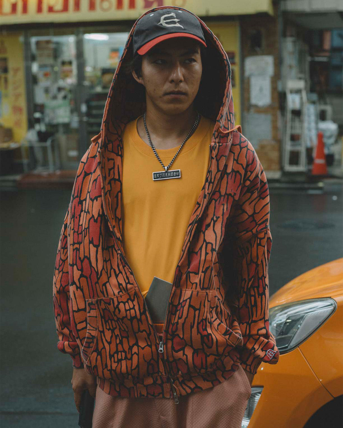 DOKURO CAMO ZIP HOODIE - ORANGE