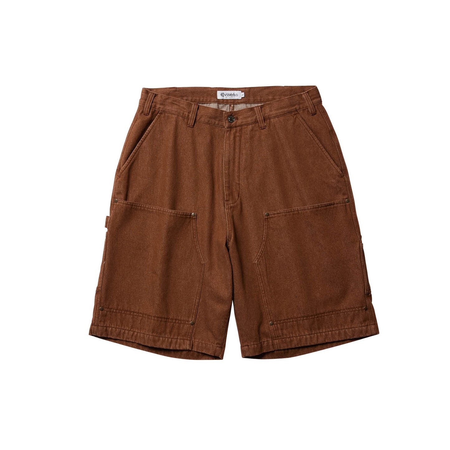 COLORED DEMIN WORK SHORTS - BROWM