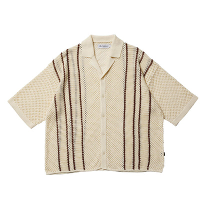 STRIPE CROCHET SHIRT - WHITE