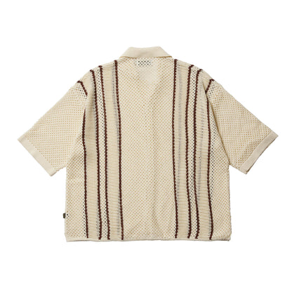 STRIPE CROCHET SHIRT - WHITE