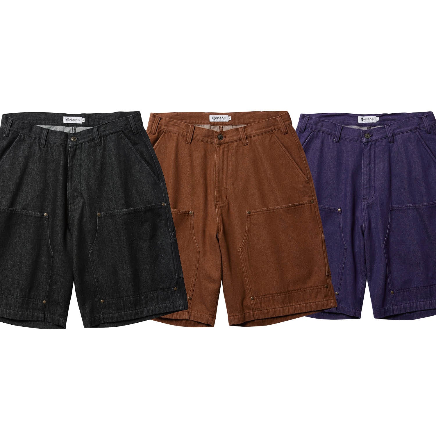 COLORED DEMIN WORK SHORTS - BLACK