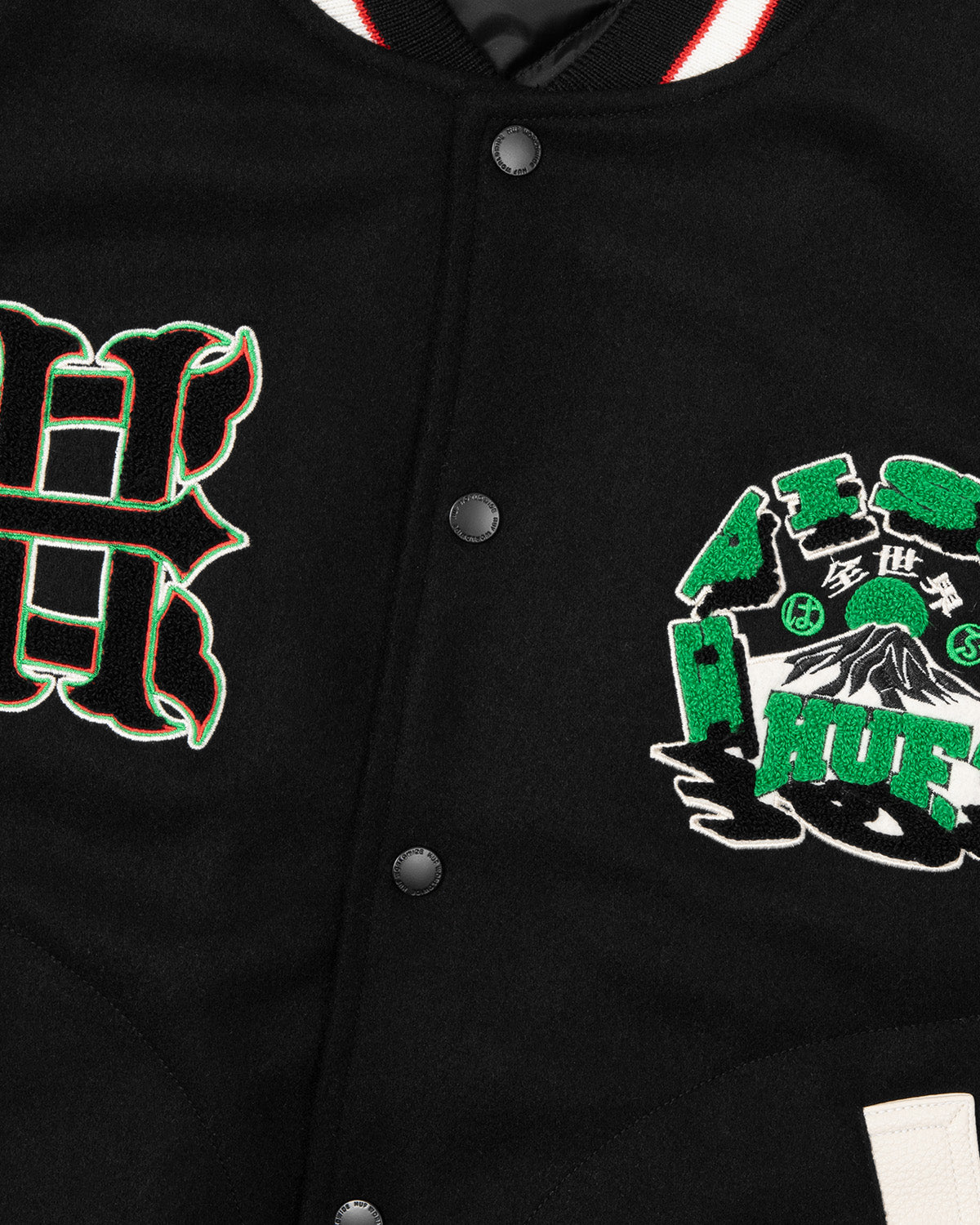 HUF x EVISEN STADIUM LOGO JACKET - BLACK