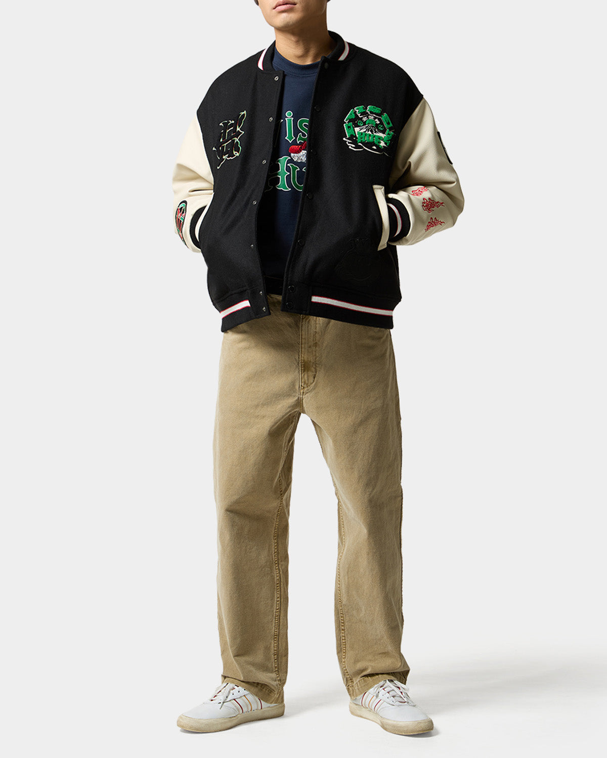 HUF x EVISEN STADIUM LOGO JACKET - BLACK – Evisen Skateboards ゑ