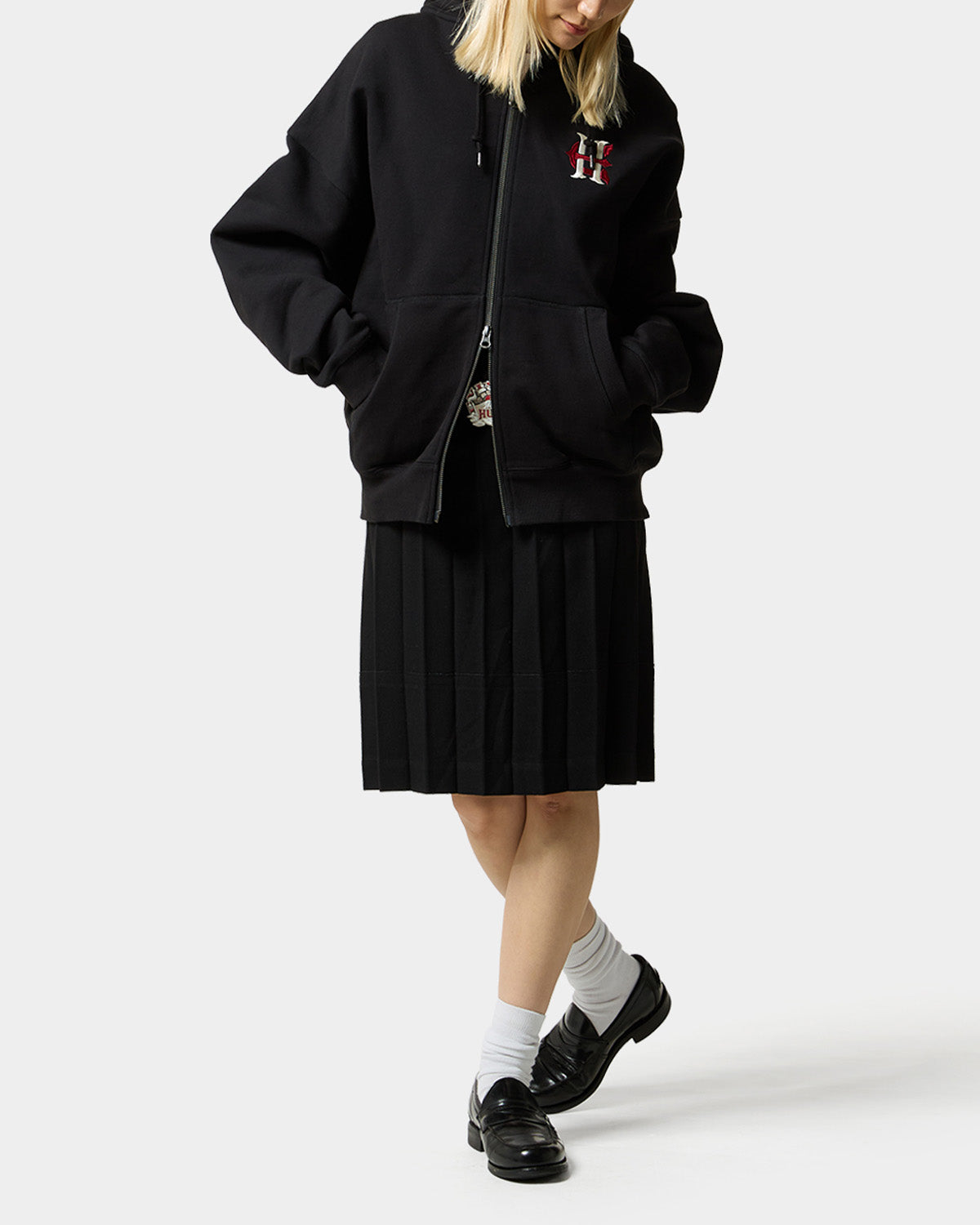 HUF x EVISEN HUFUJI ZIP HOODIE - BLACK