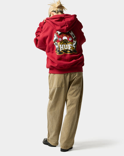 HUF x EVISEN HUFUJI ZIP HOODIE - RED