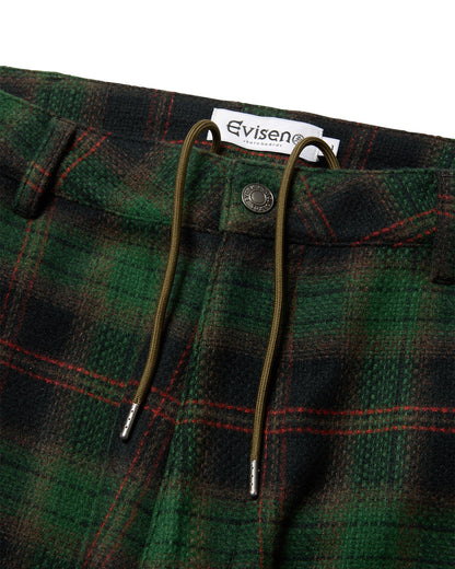 CHECK WOOL PAINTER PANTS - GREEN