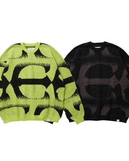 PATTERN MOHAIR KNIT - BLACK