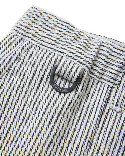 JACQUARD PINTUCK PANTS - WHITE