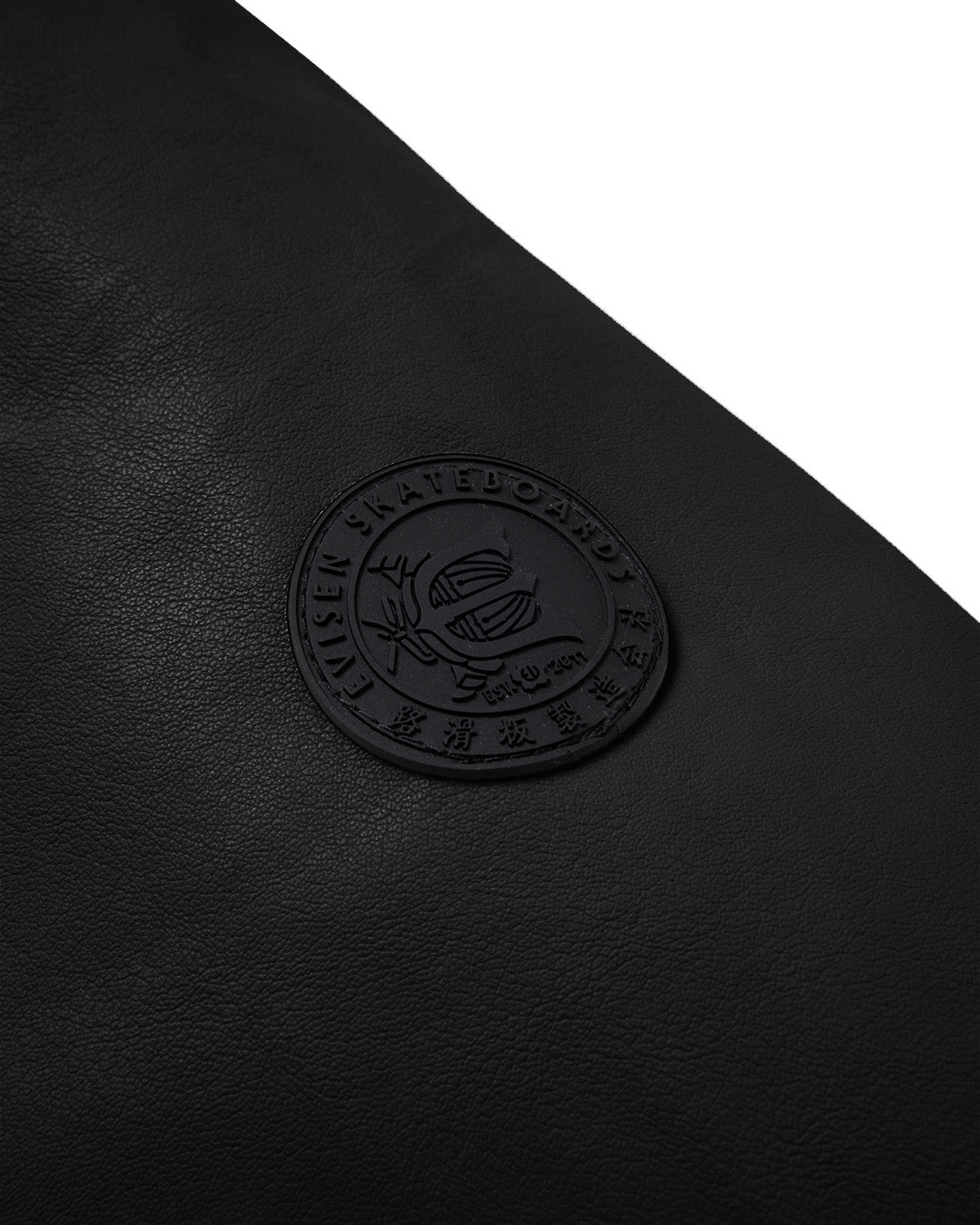 STAND COLLAR LEATHER JACKET - BLACK