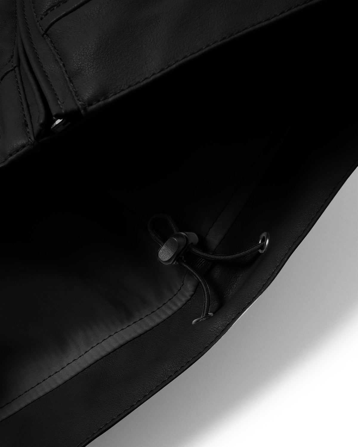 STAND COLLAR LEATHER JACKET - BLACK