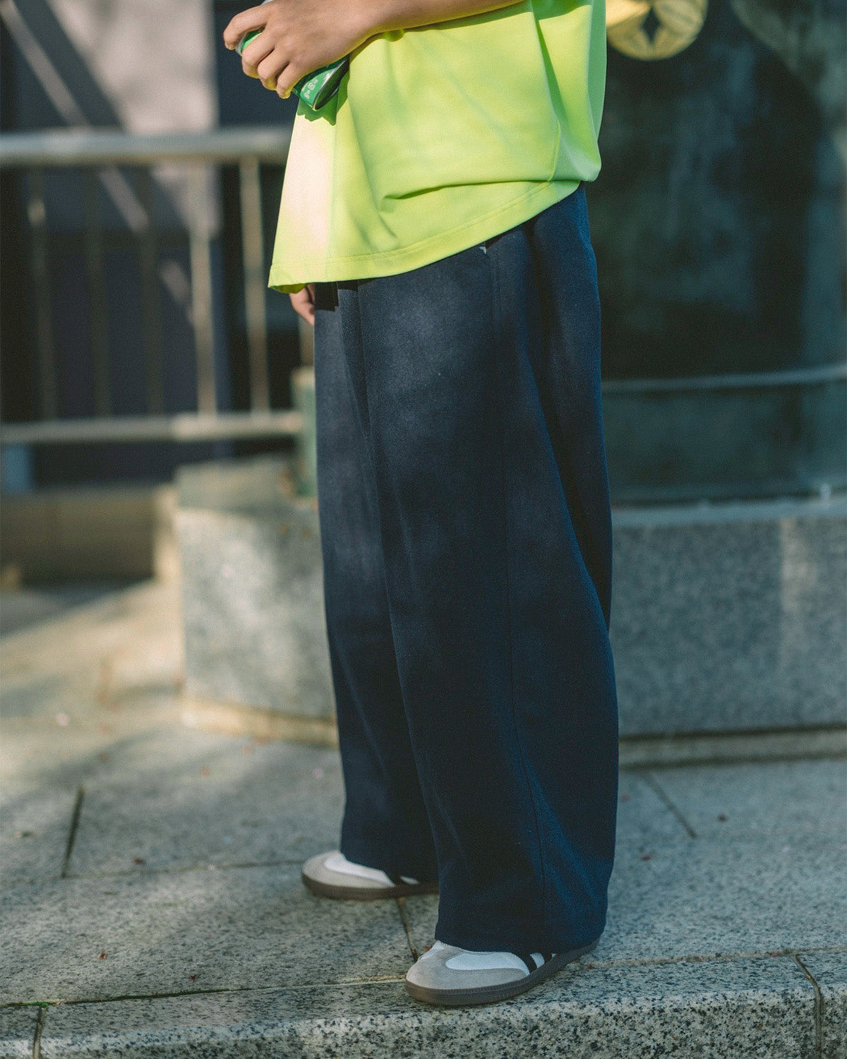 2-WAY WOOL WIDE PANTS - NAVY