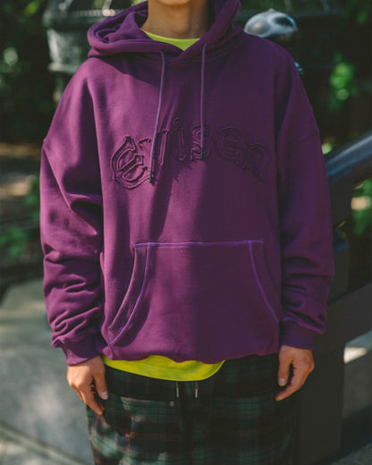 ARCH LOGO PATCH HOODIE - PURPLE