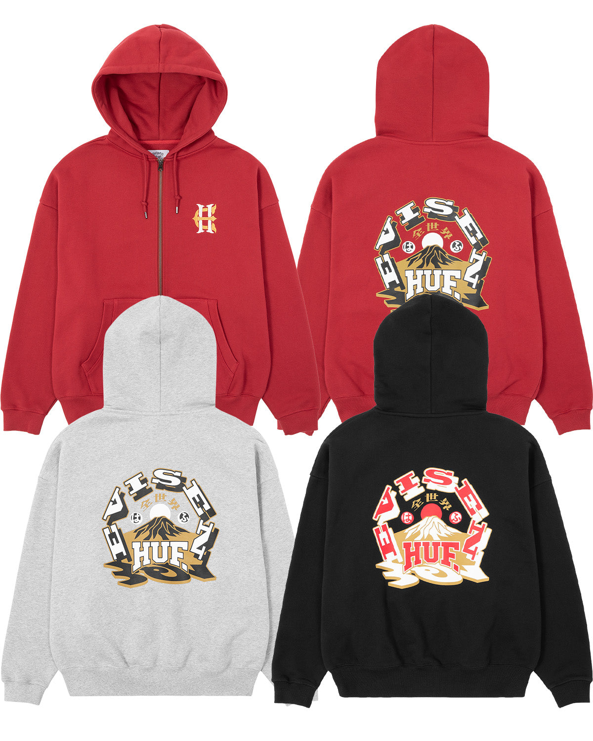 HUF x EVISEN HUFUJI ZIP HOODIE - RED