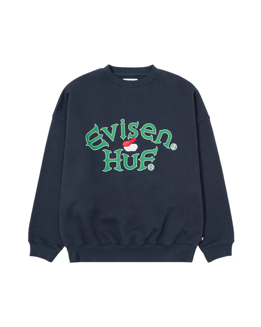 HUF x EVISEN SUSHI CREW FLEECE - NAVY