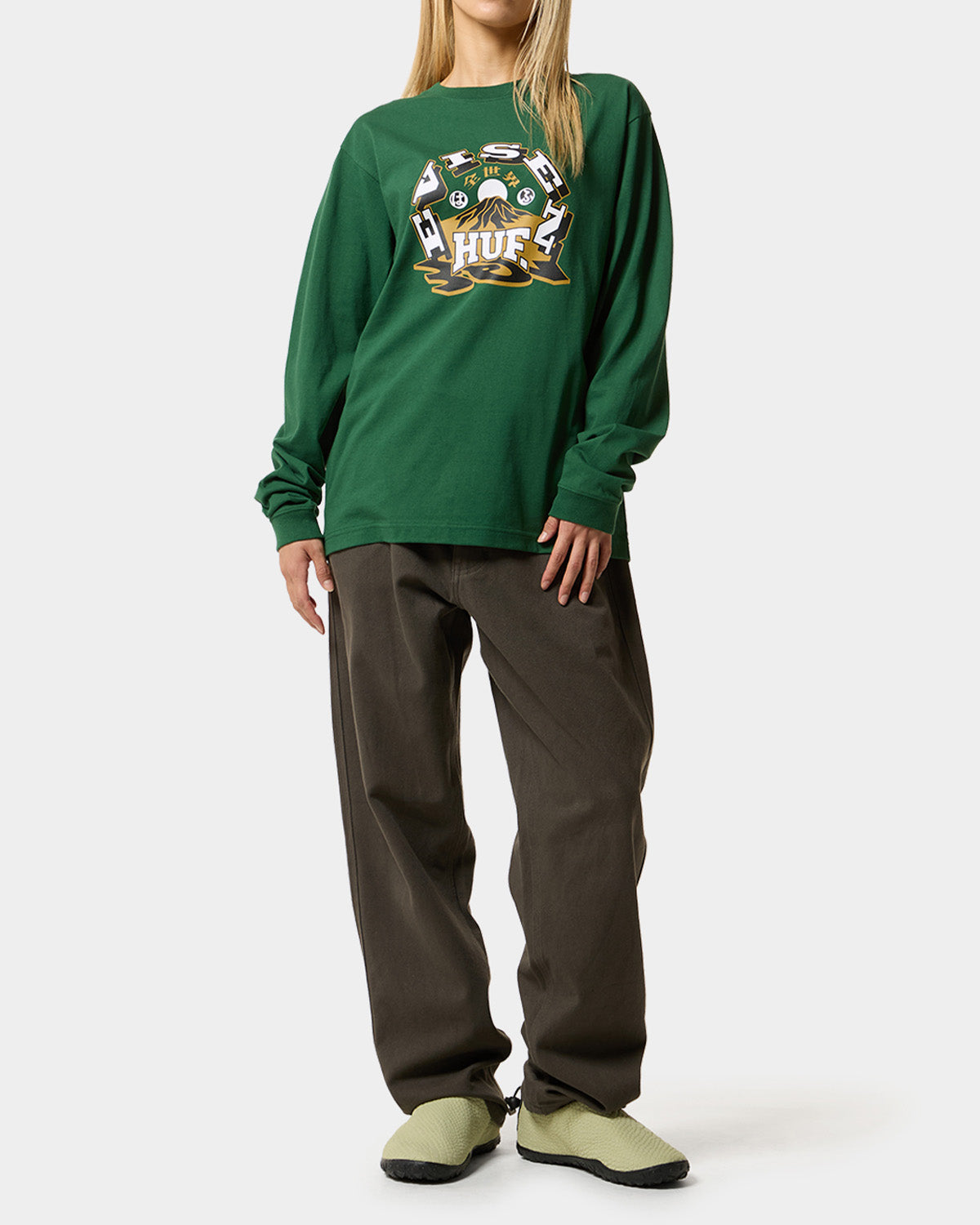 HUF x EVISEN HUFUJI L/S TEE - DARK GREEN