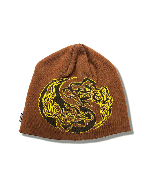 YIN-YANG FIRE BEANIE - BROWN