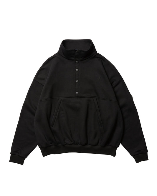 SNAP BUTTON STAND SWEAT TOP - BLACK