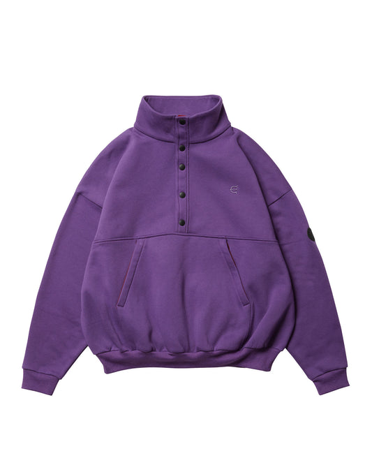 SNAP BUTTON STAND SWEAT TOP - PURPLE