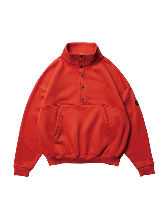 SNAP BUTTON STAND SWEAT TOP - RED