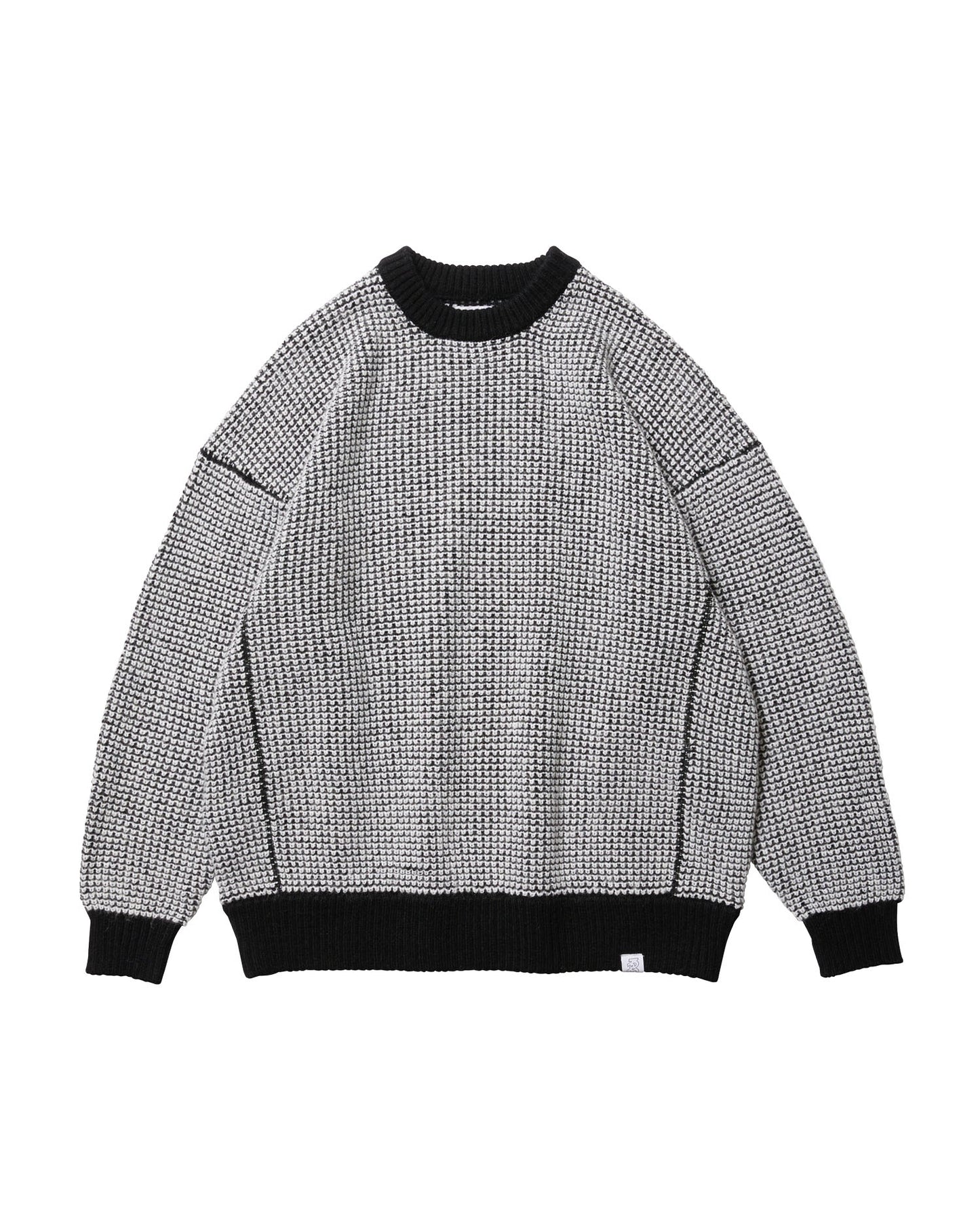 WAFFLE MOHAIR CREWNECK - BLACK × WHITE