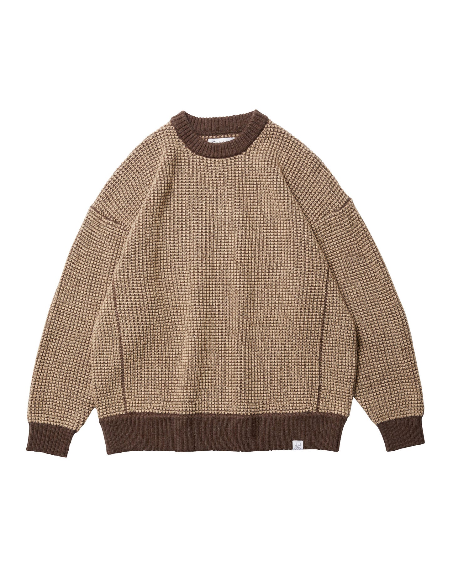 WAFFLE MOHAIR CREWNECK - BROWN × BEIGE