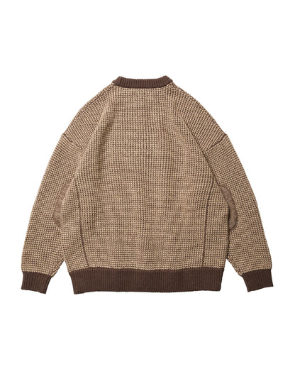 WAFFLE MOHAIR CREWNECK - BROWN × BEIGE