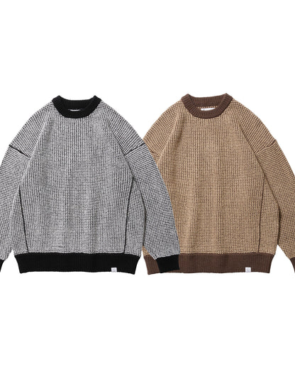 WAFFLE MOHAIR CREWNECK - BROWN × BEIGE