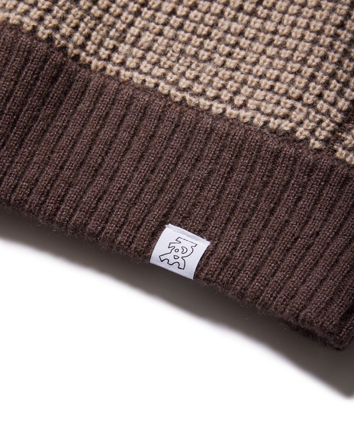 WAFFLE MOHAIR CREWNECK - BROWN × BEIGE