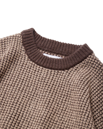 WAFFLE MOHAIR CREWNECK - BROWN × BEIGE