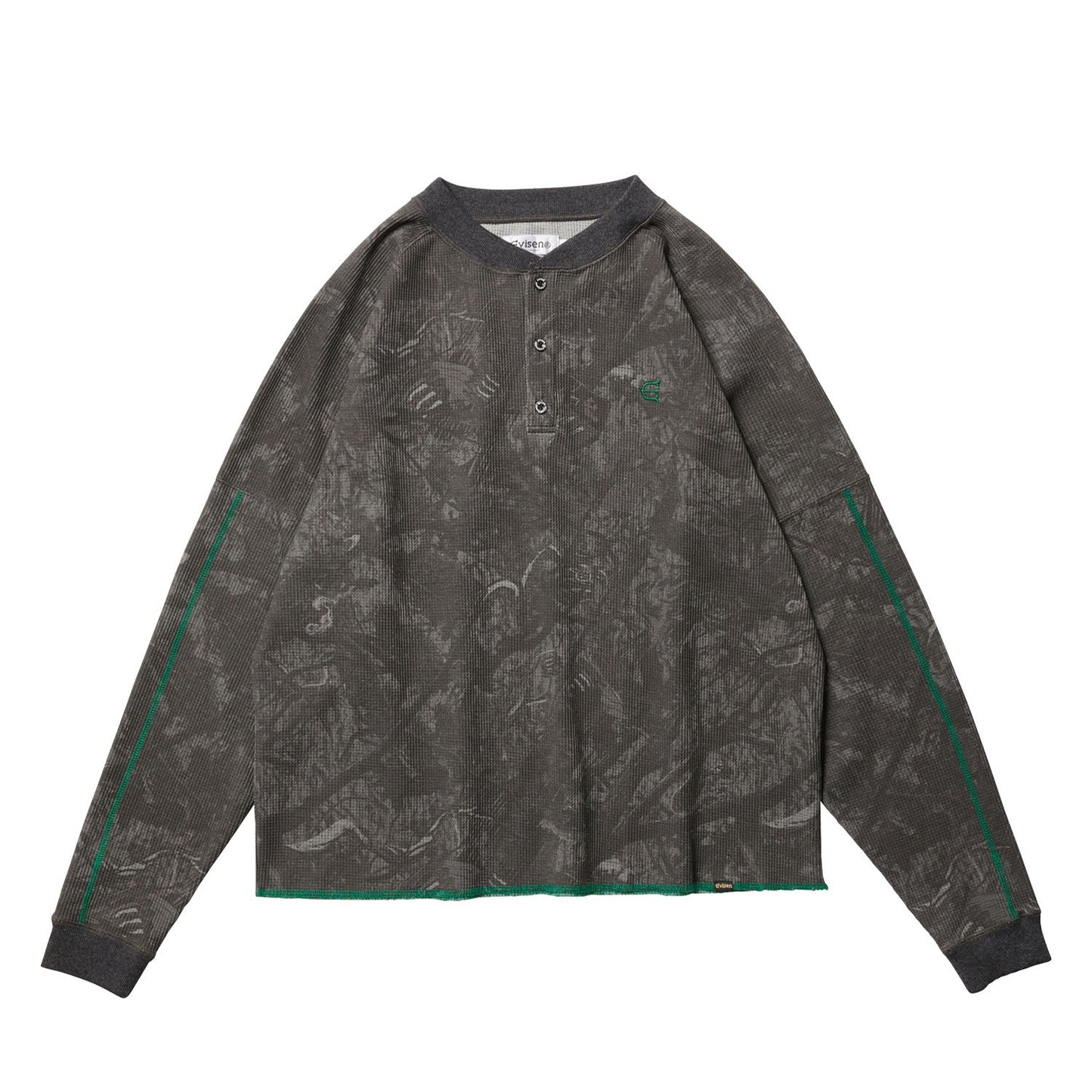 SUSHI CAMO HENLEY NECK THERMAL - BLACK CAMO