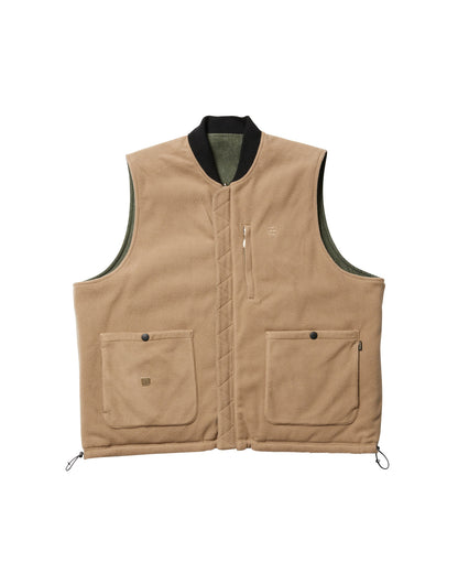 MICRO FLEECE DENIM REVERSIBLE VEST - OLIVE