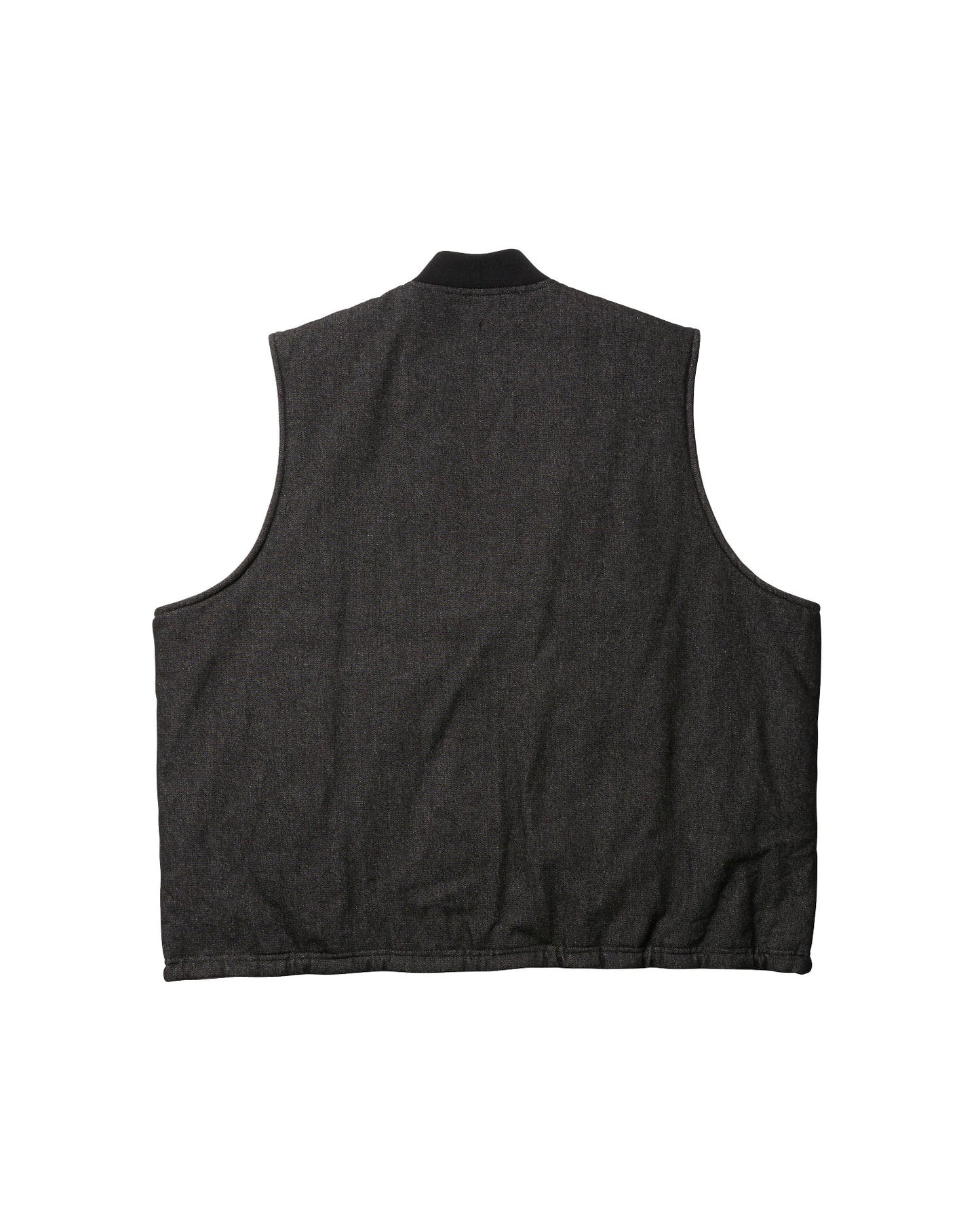 MICRO FLEECE DENIM REVERSIBLE VEST - BLACK