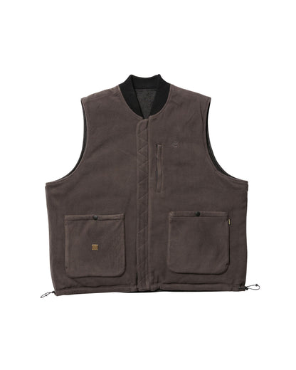 MICRO FLEECE DENIM REVERSIBLE VEST - BLACK