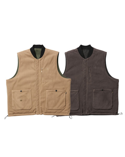 MICRO FLEECE DENIM REVERSIBLE VEST - BLACK