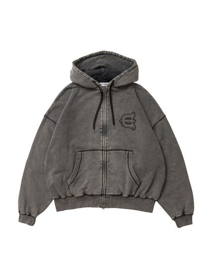 LOGO ZIP HOODIE - HEATHER GREY