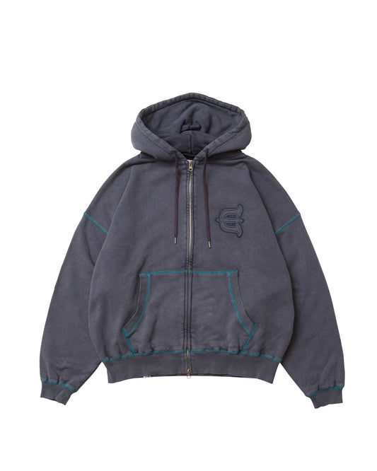 LOGO ZIP HOODIE - NAVY