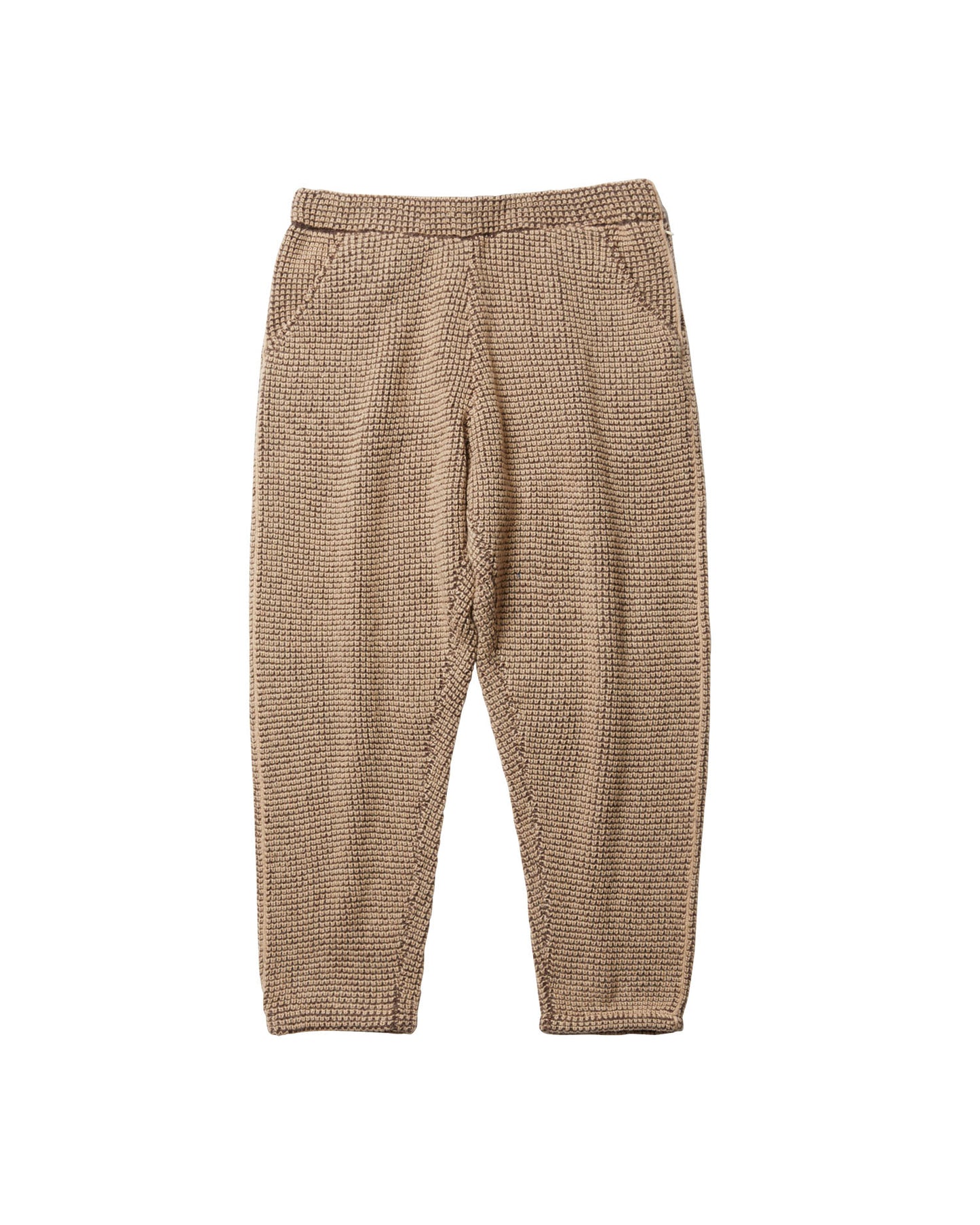 WAFFLE MOHAIR KNITTED PANTS - BROWN × BEIGE