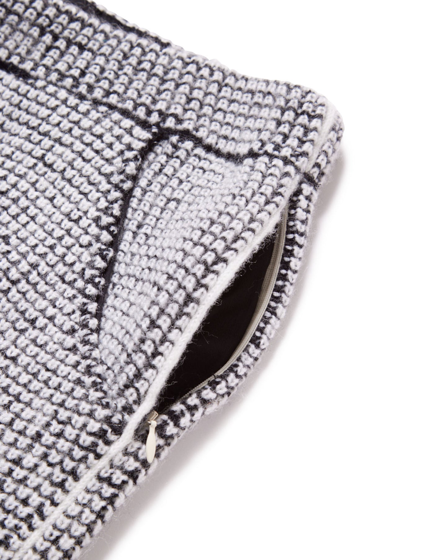 WAFFLE MOHAIR KNITTED PANTS - BLACK × WHITE