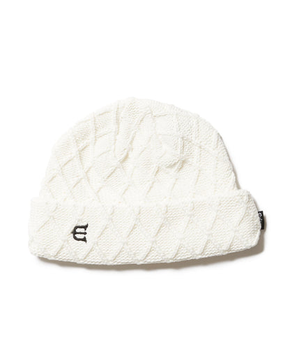 E LOGO BEANIE - OFF WHITE