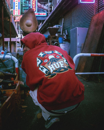 HUF x EVISEN HUFUJI ZIP HOODIE - BLACK