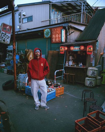 HUF x EVISEN HUFUJI ZIP HOODIE - RED