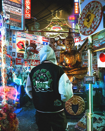 HUF x EVISEN STADIUM LOGO JACKET - BLACK